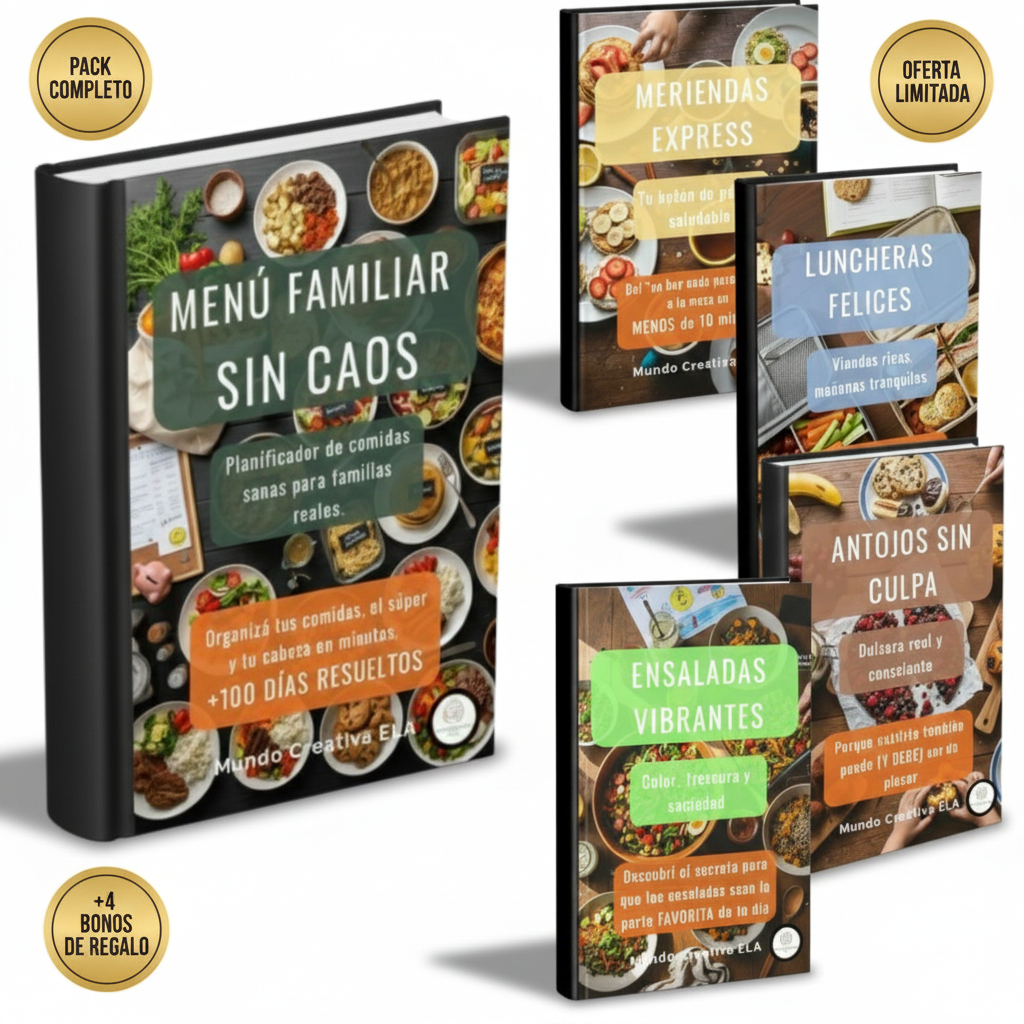 MENU FAMILIAR SIN CAOS: Planificador +100 DIAS con lista de compras y recetas