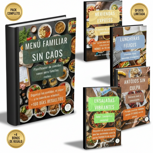 MENU FAMILIAR SIN CAOS: Planificador +100 DIAS con lista de compras y recetas